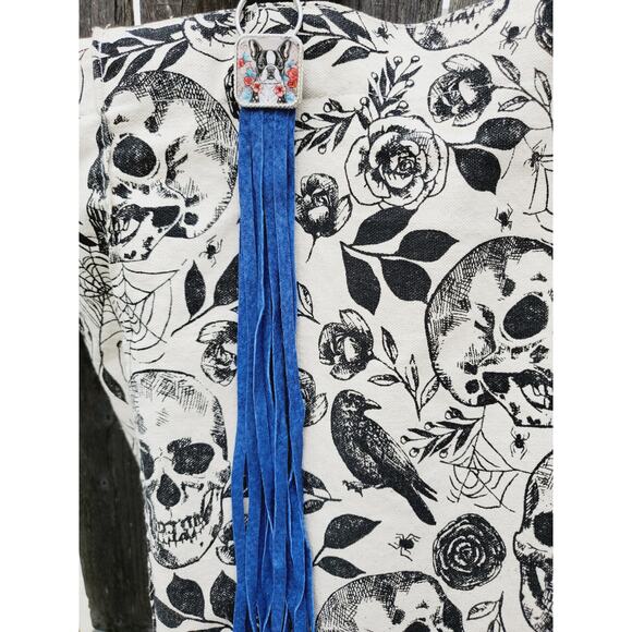 Handmade boho Leather Fringe Western bag charm, Long fringe keychain - Picture 4 of 4